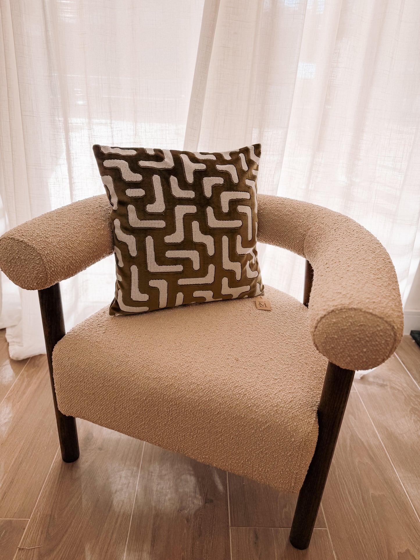 Sage Geometric Cushion – 45 × 45 cm