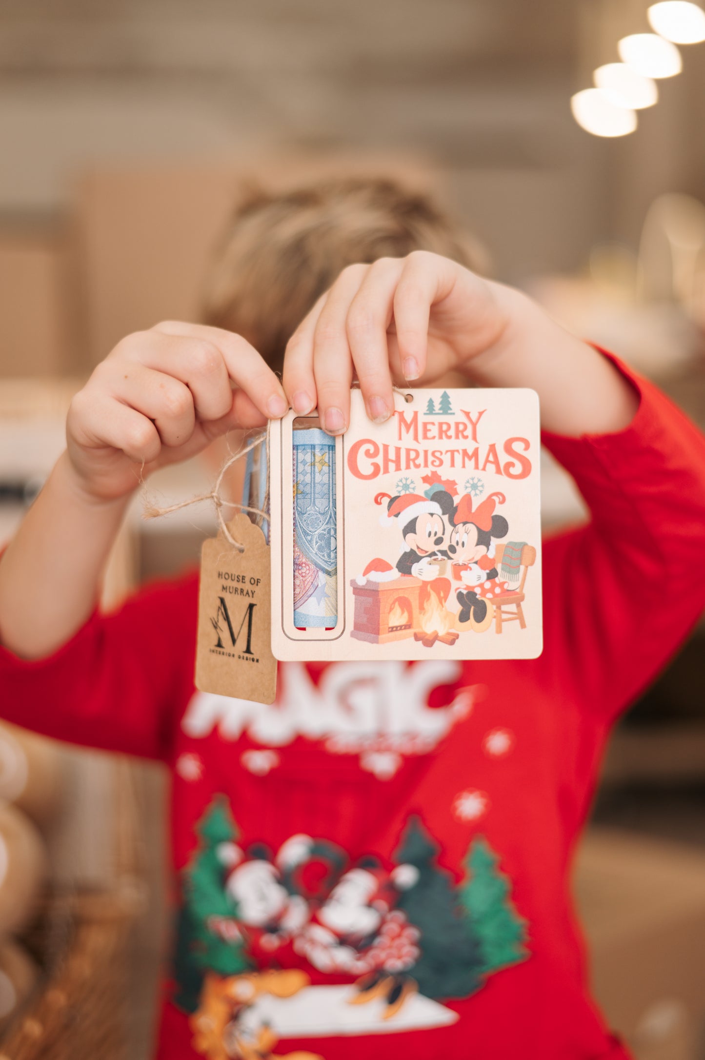 Mickey & Minnie Christmas Wooden Money Clip