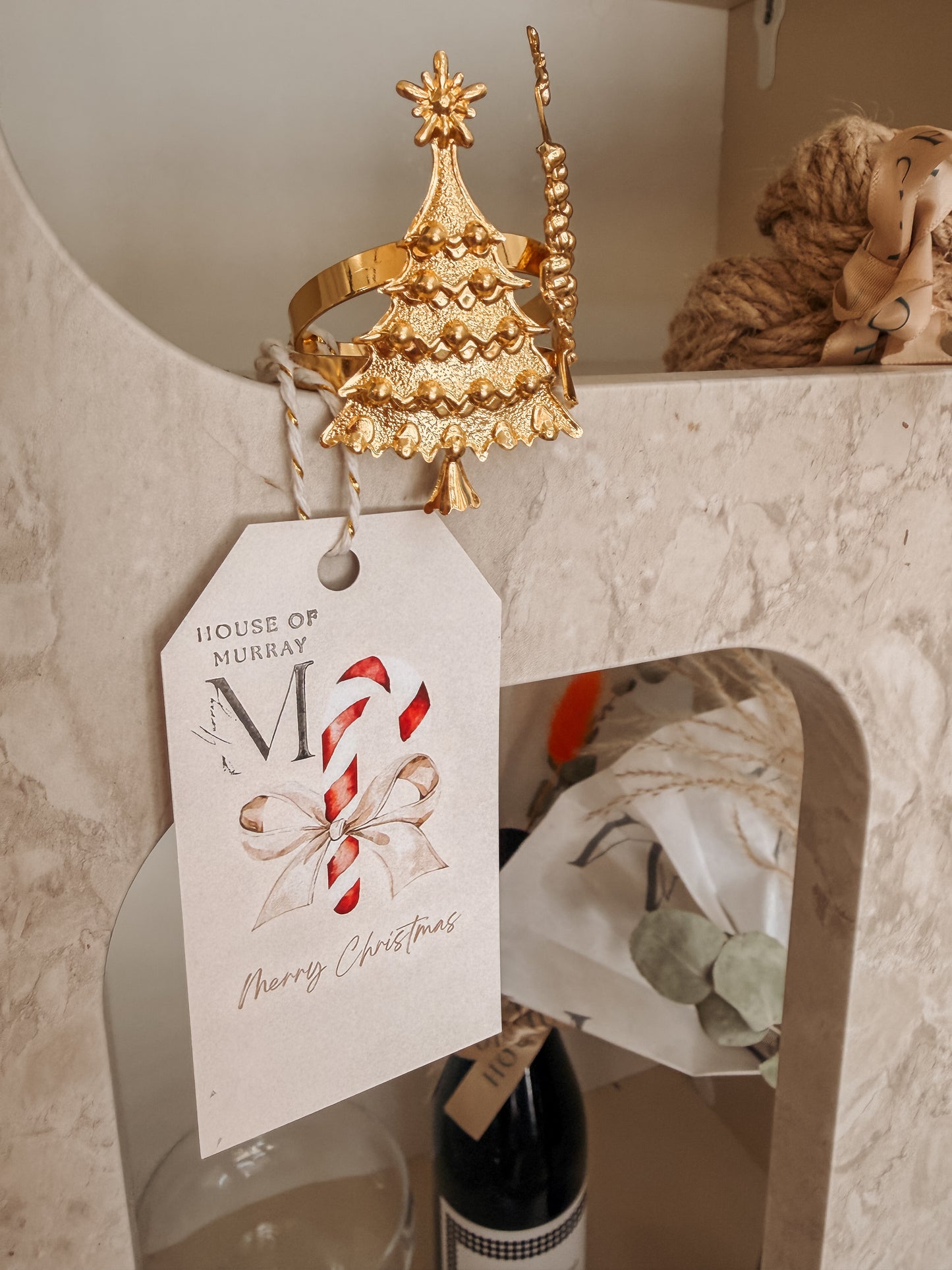 Gold Christmas Tree Napkin Ring Set – Pair of 2