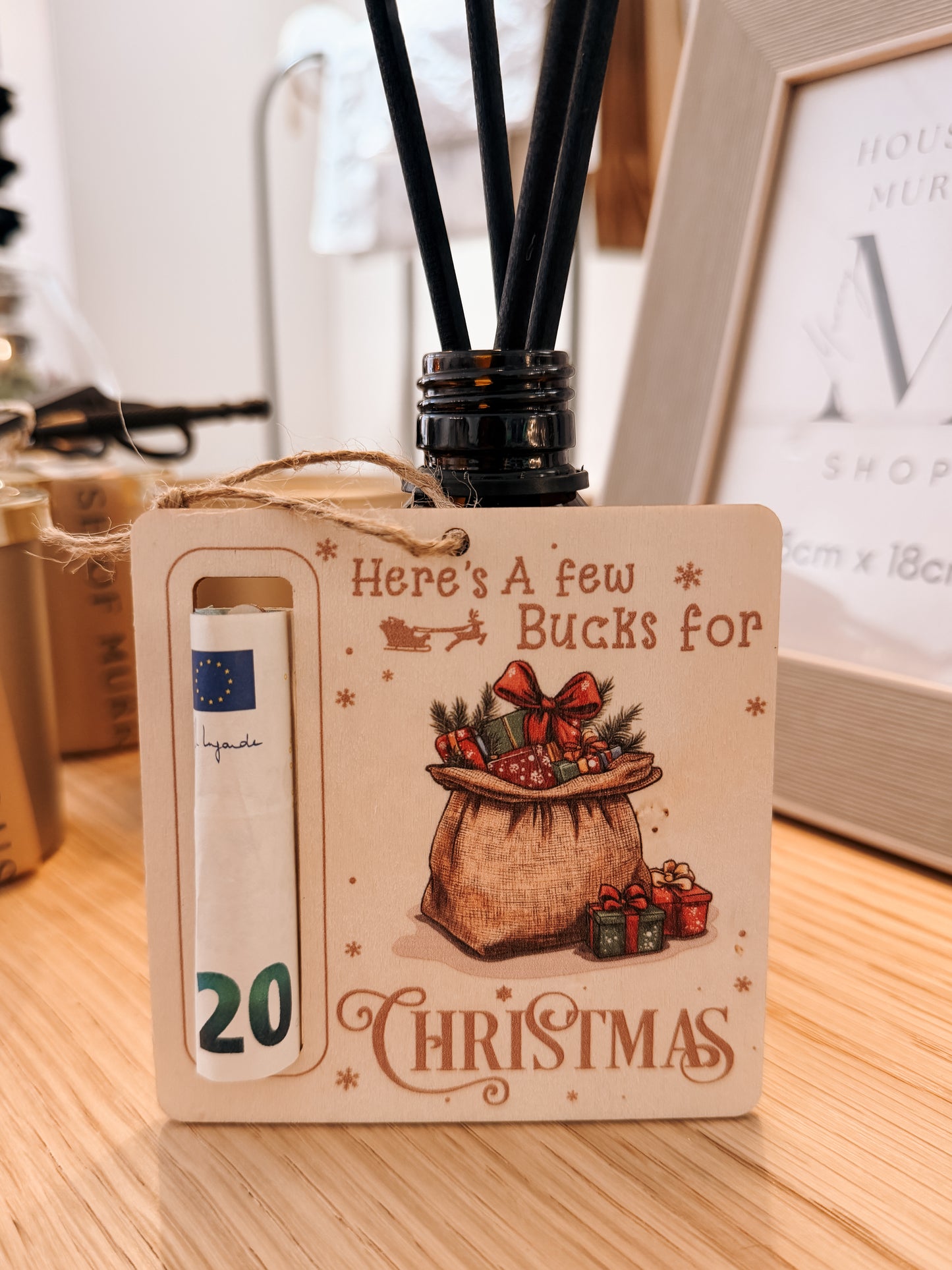 “A Few Bucks for Christmas” Wooden Gift Holder