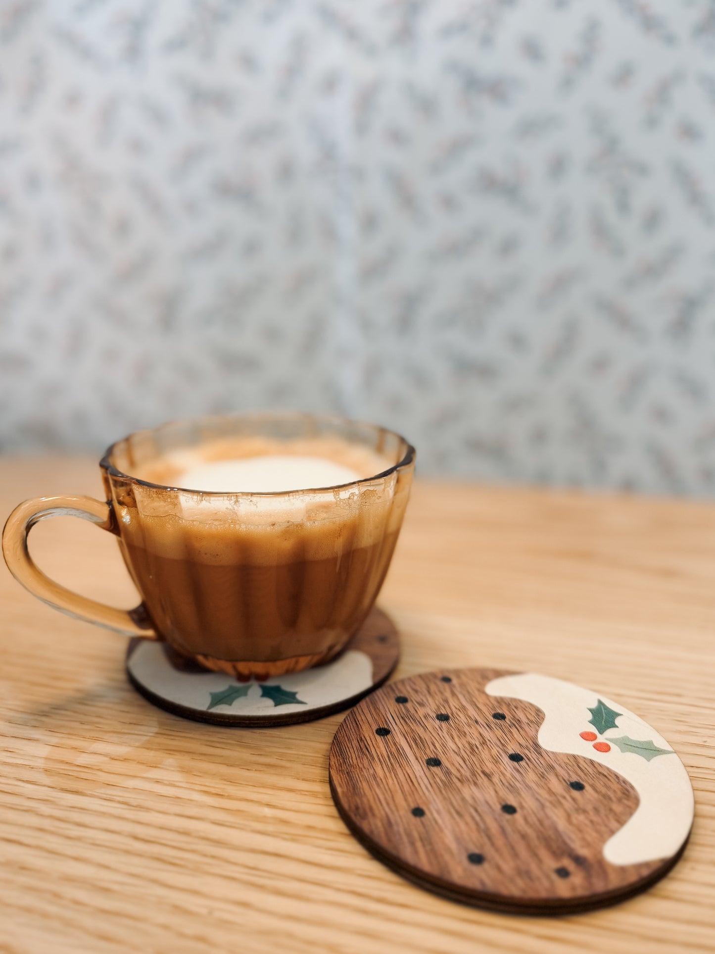 Christmas Pudding Wooden Coaster Set (Pair)