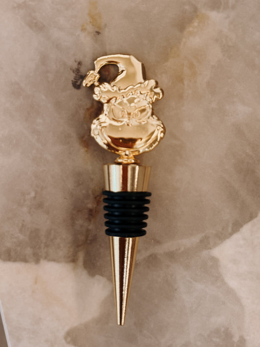 : Gold Grinch Bottle Stopper