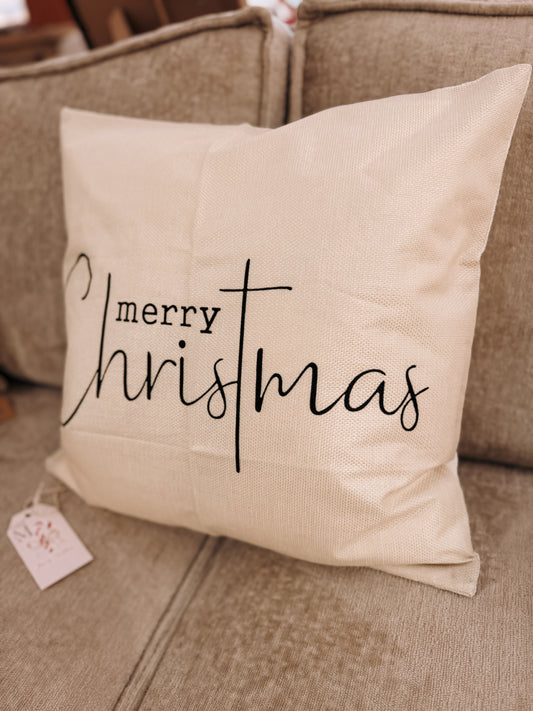 Merry Christmas Cushion – Neutral Script Design