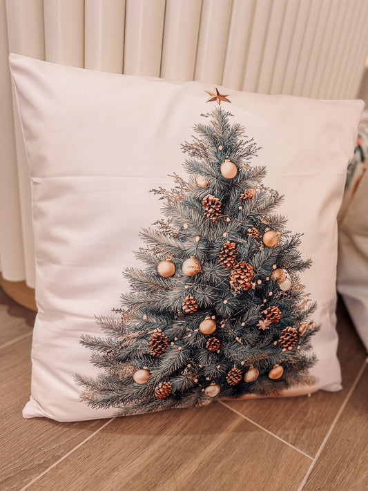 Golden Pine Christmas Tree Cushion – 45 x 45 cm