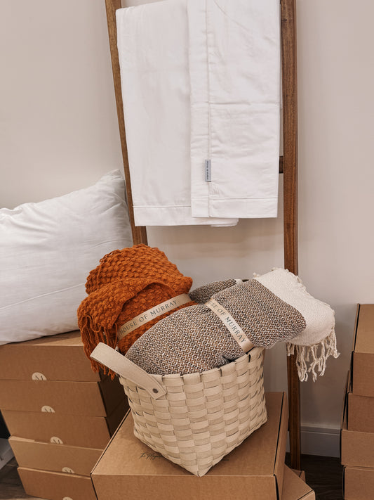 Textured Knit Throw – Burnt Orange