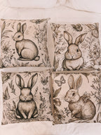 Vintage Bunny Illustrated Cushion – Extra Large 60 × 60 cm (4 Designs Available)