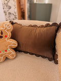 Brown Velvet Scallop Cushion – 30 x 50 cm