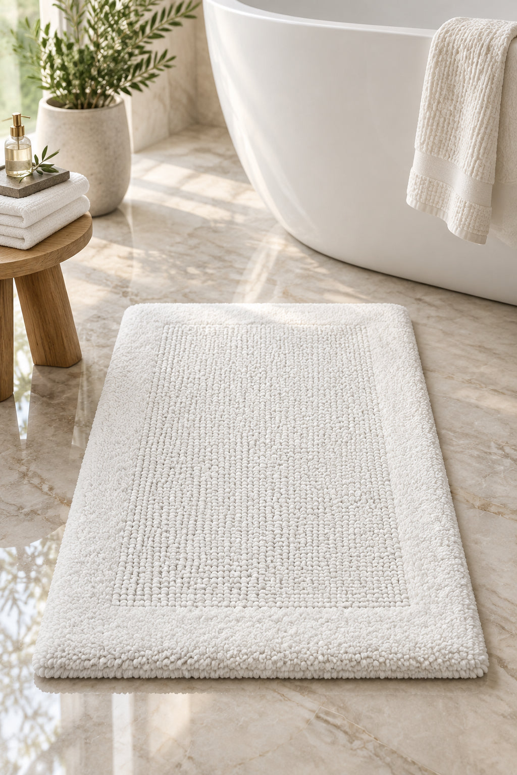 White bath mat large