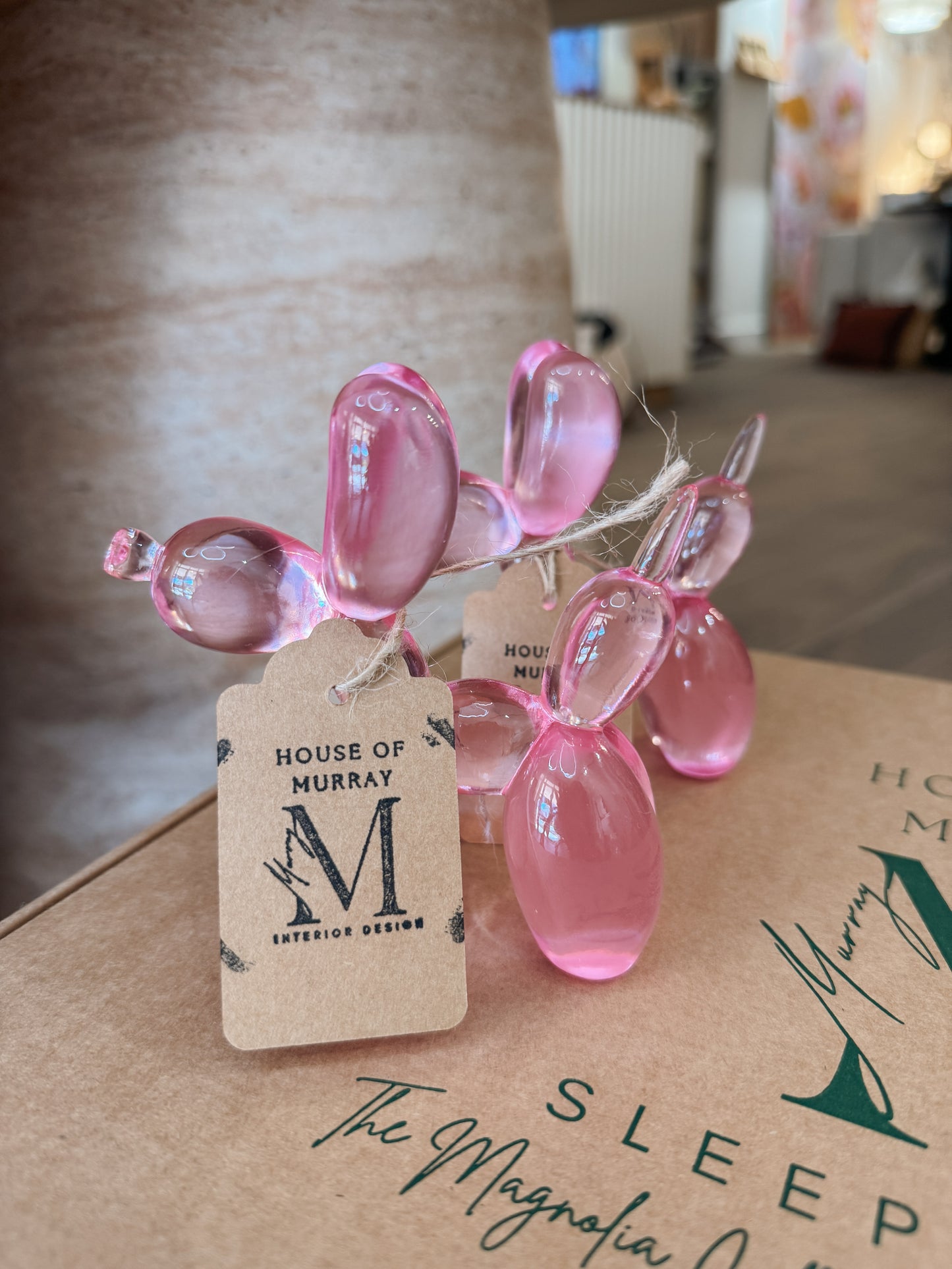 Pink Glass like Balloon Dog – 10 × 4.5 × 10 cm