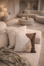 Beige and cream soft velvet cushion