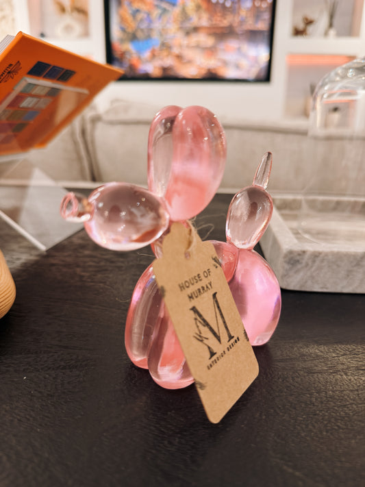 Pink Glass like Balloon Dog – 10 × 4.5 × 10 cm