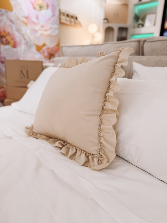 Ruffled Cushion  – 45 × 45 cm | Soft Neutral