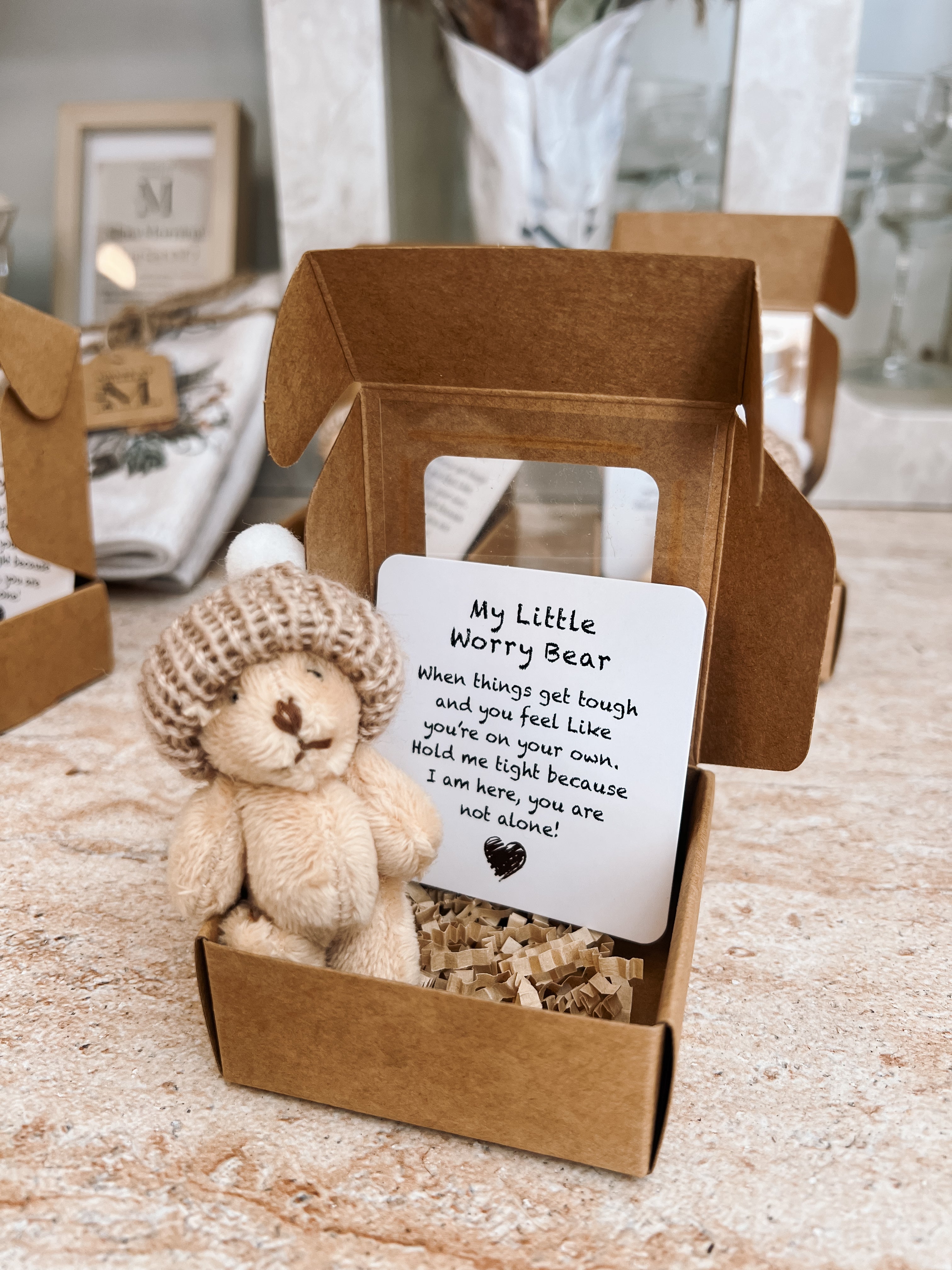 Worry Bear, Pocket Bear, Anxiety Gift, Comfort Toy, Kids Emotional Support, Mini Plush Bear, Reassurance Gift, House of Murray Gift, Thoughtful Gift, Emotional Support Gift, Stress Relief Bear, Back to School Anxiety, Teacher Gift, Comfort Teddy, Mental Health Support