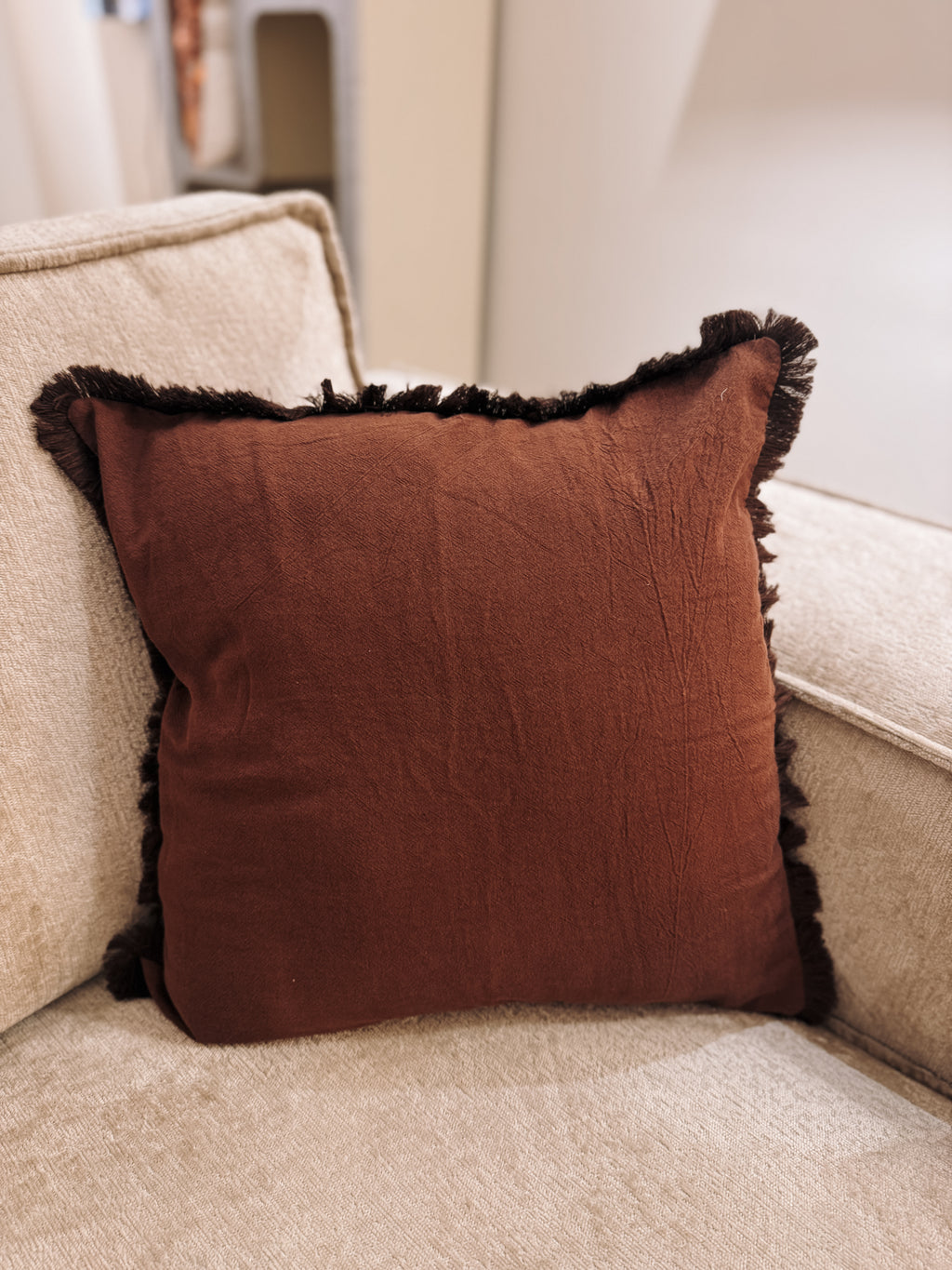 Burgundy Fringe Cushion 45 x 45 cm