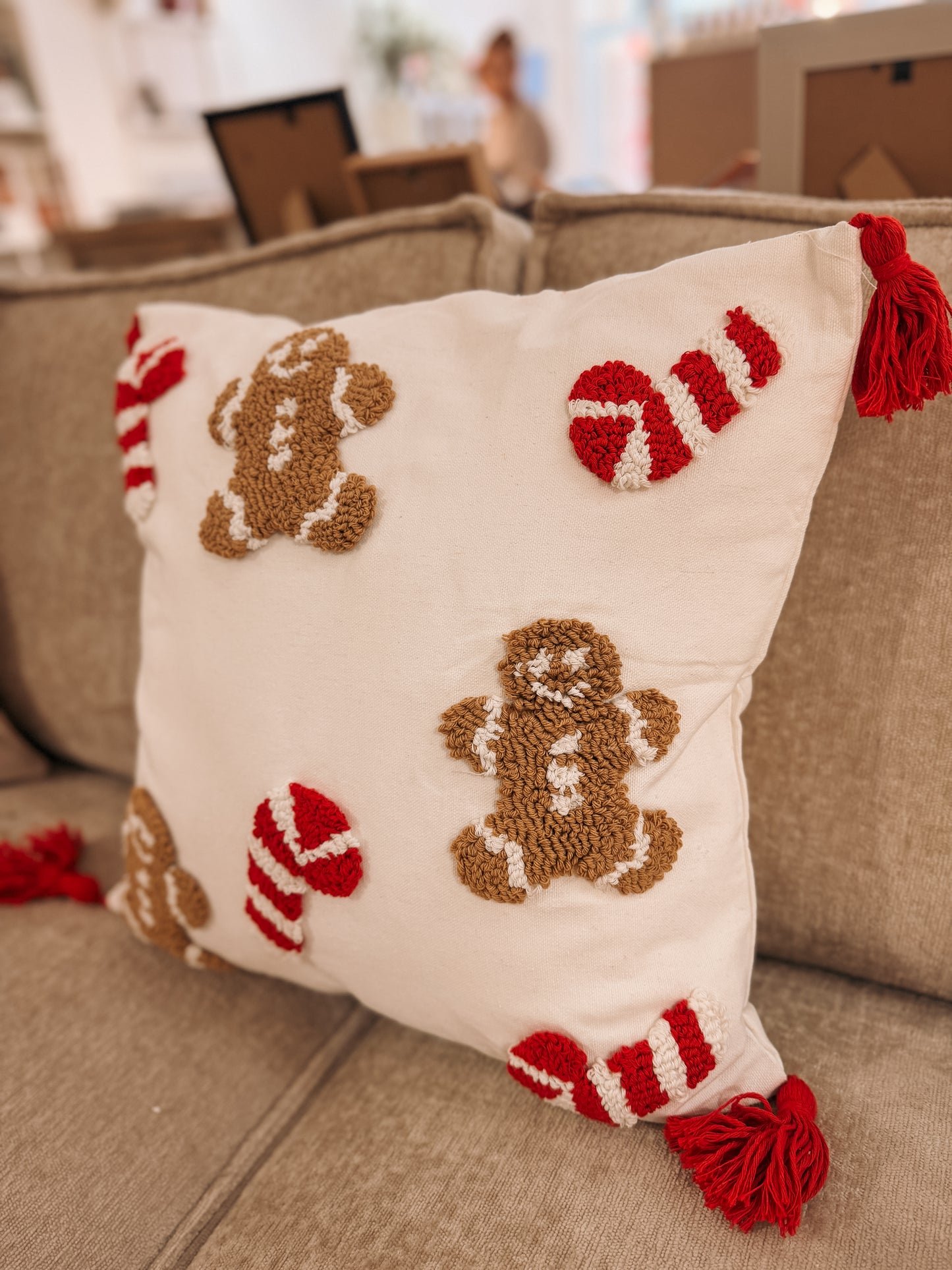 Gingerbread & Candy Cane Christmas Cushion – 45 x 45 cm