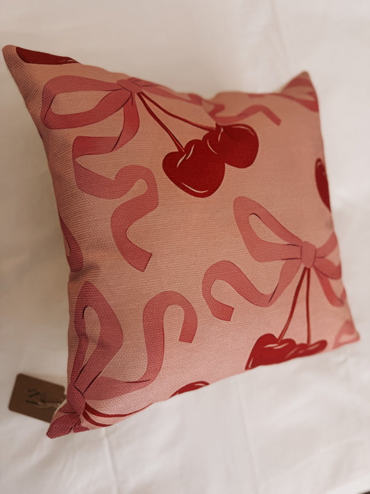 Cherry Bow Cushion 40x 40cm (Inner Included)