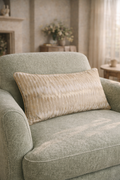 Textured Stripe Lumbar Cushion – gold & Ivory (30 × 50 cm)