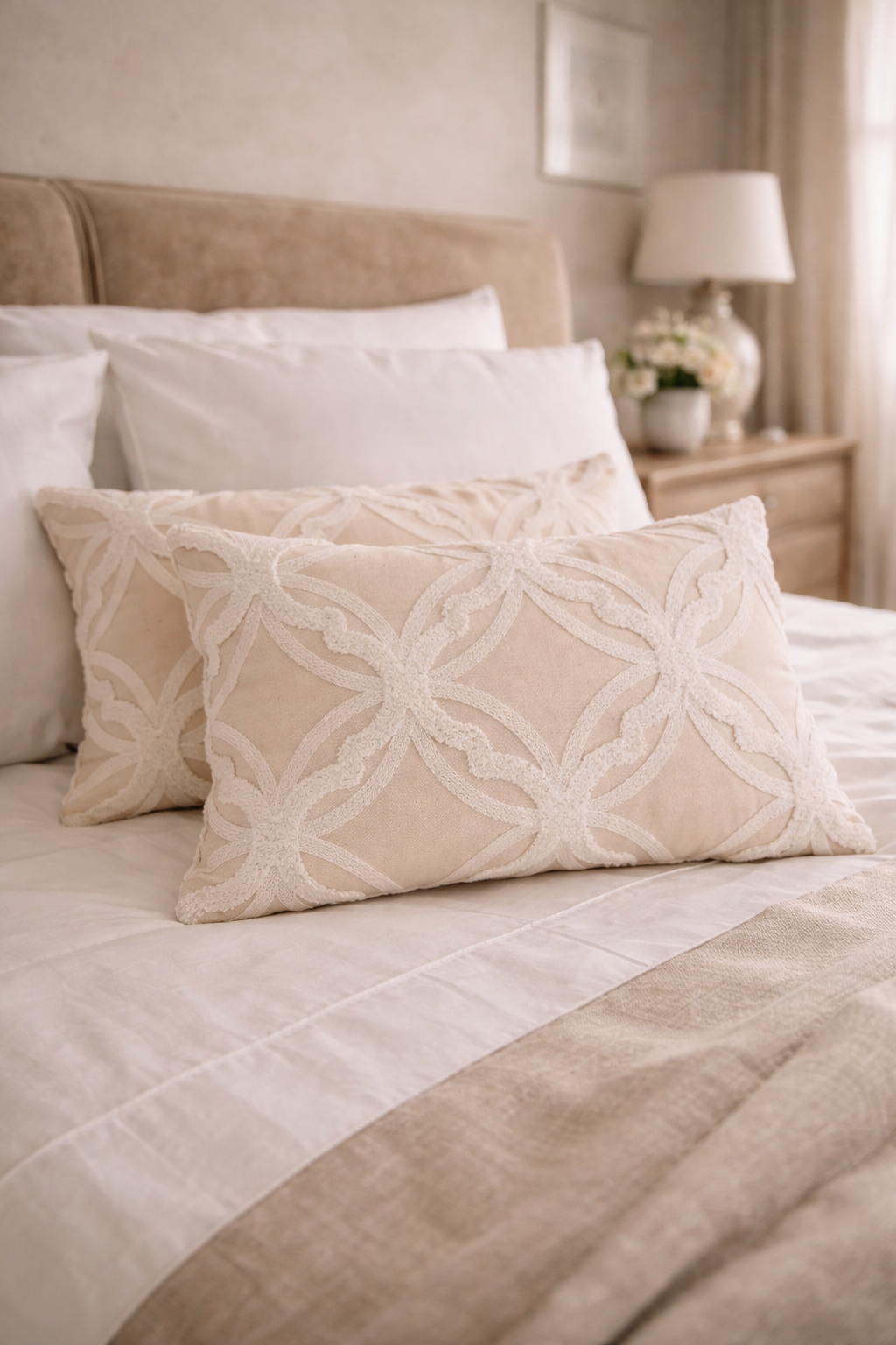 Textured Neutral Cushion – 30 × 50 cm