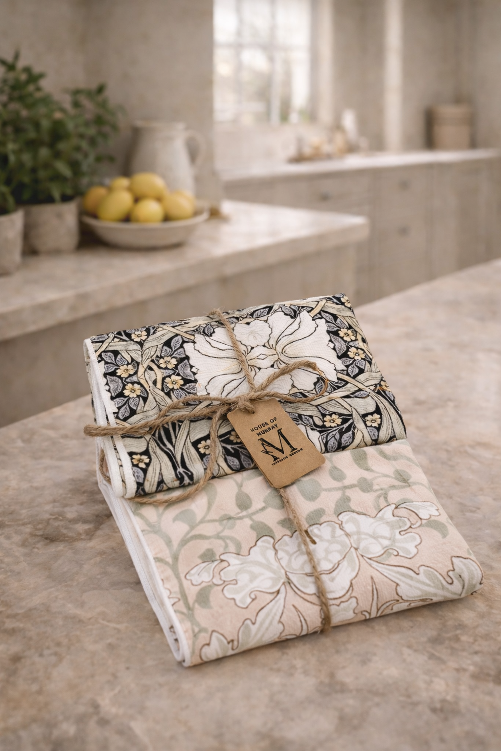 Pack of 2 Tea Towels | Soft Botanical Neutrals