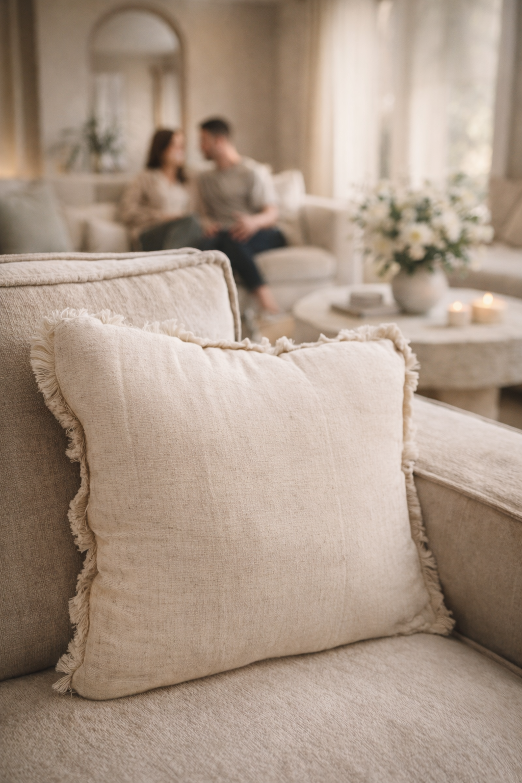Cream Frayed Edge Cushion – 45 x 45 cm