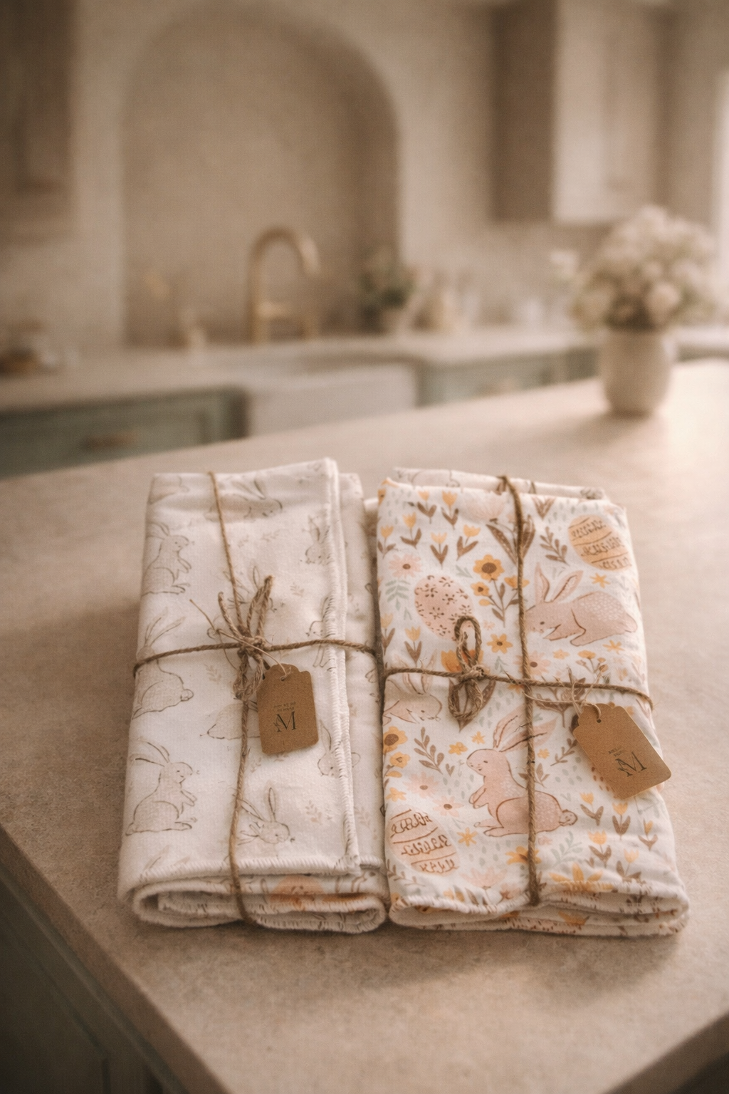 Easter Bunny Cotton Cloth Set – Spring Illustration Print