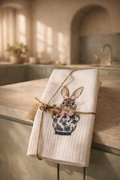 Easter Bunny Tea Towel – Vintage Floral Illustration