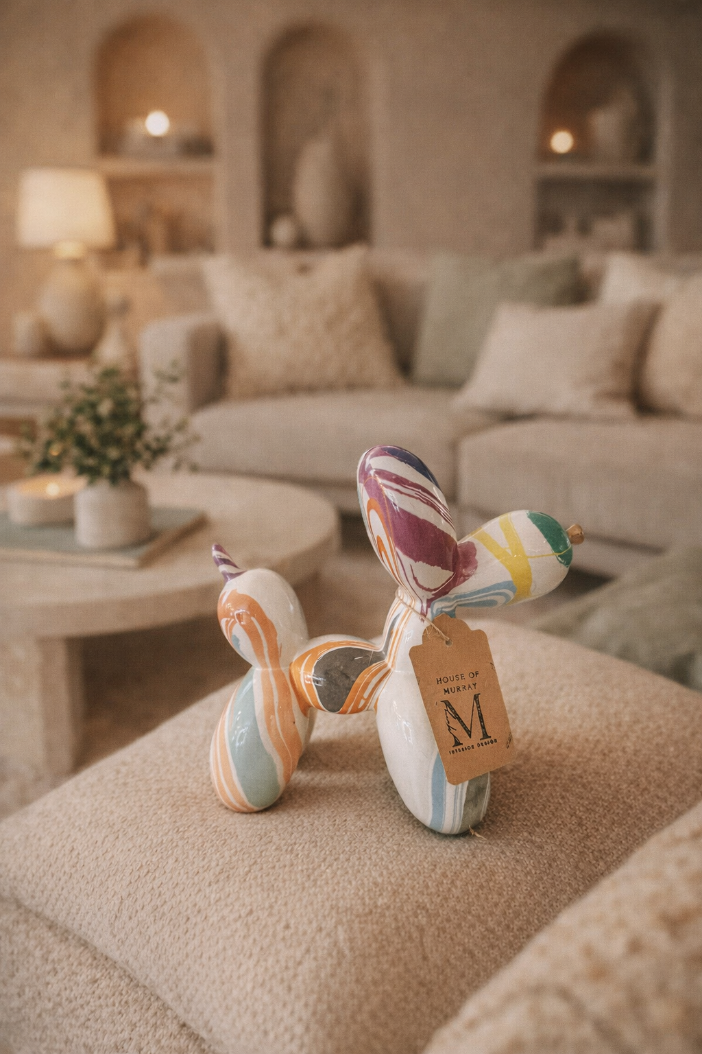 Marbled Balloon Dog Sculpture