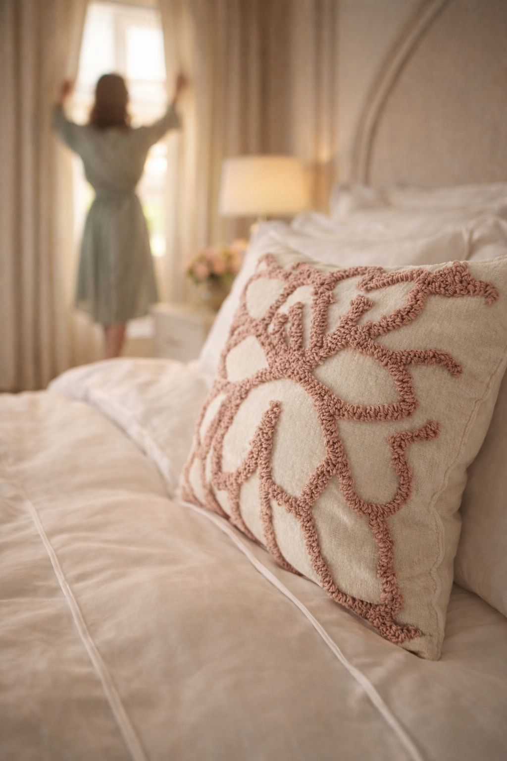 Blush Textured Loop Cushion 45 x 45 cm